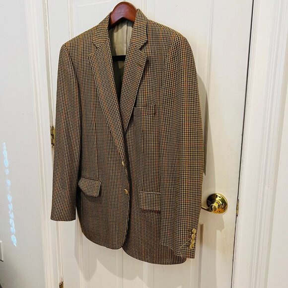 Paul Stuart Brown Gun Club Check Windowpane Tweed Wool Ticket Pocket Bla… - Picture 13 of 16